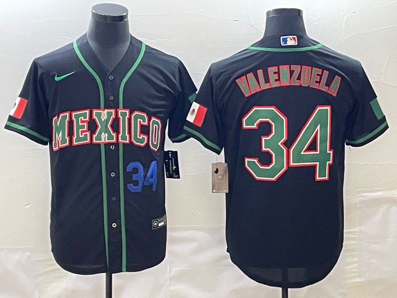 Men 2023 World Cub Mexico #34 Valenzuela Black Nike MLB Jersey2->more jerseys->MLB Jersey